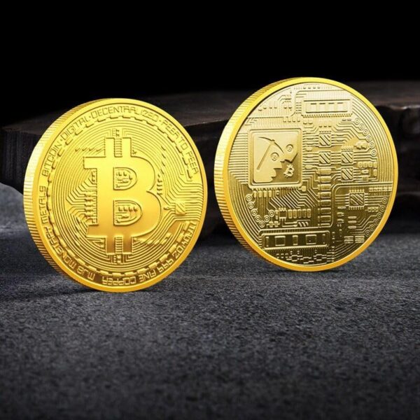Gold Plated Physical Bitcoin Coin (BTC) - Ethereum (ETH) Shiba Inu (SHIB) Binance(BNB) Polkadot (DOT) Dogecoin (Doge) Commemorative Coin - Blockchain Crypto Coin Set Display - Image 2