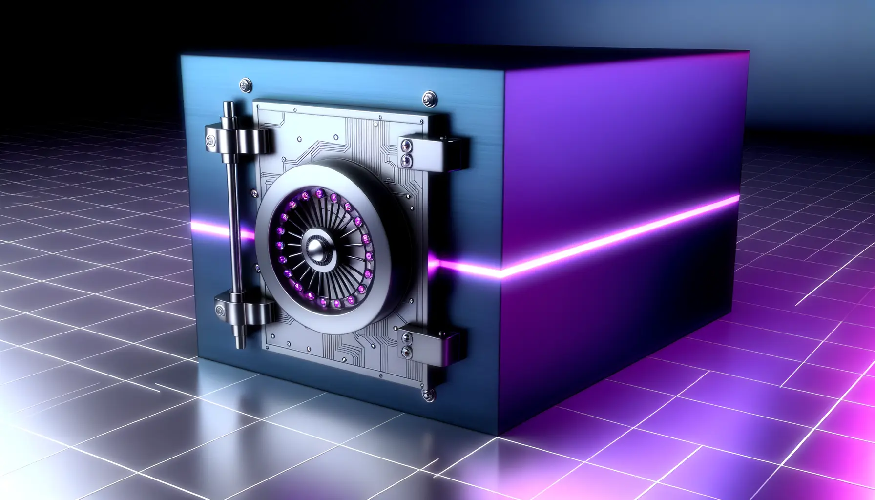 Modern digital vault door with magenta security accents representing cryptocurrency custodian infrastructure